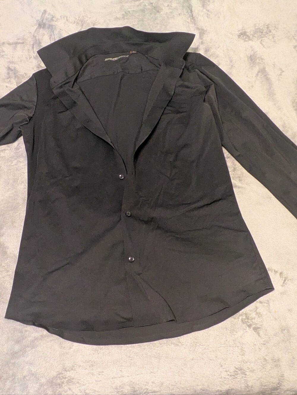 Spaidersilk Men’s Black Long Sleeve Button Up Shirt Size S Stretch Dress Shirt